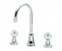 KN1827C BASIN THREE HOLE MIXER SWIVEL SPOUT CRYSTAL BALL HANDLE