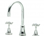 KN1827X BASIN THREE HOLE MIXER SWIVEL SPOUT CRYSTAL CROSS HANDLE